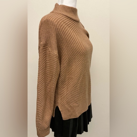 DKNY Camel Cowl Neck Sweater with Shoulder Bow - Picture 6 of 9
